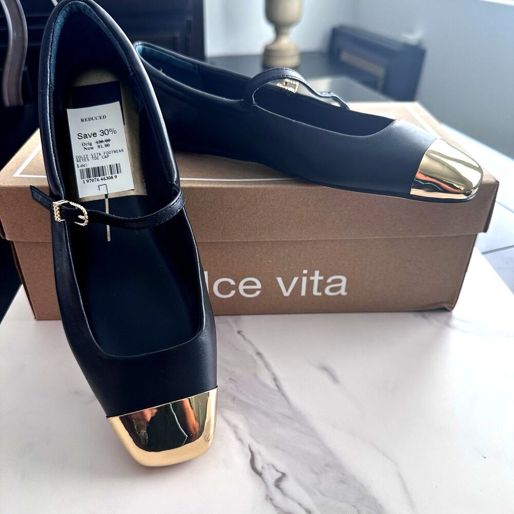 Dolce Vita Womens Reyes Toe Cap Leather Ballet Flats Size 8 (MSRP $130) New